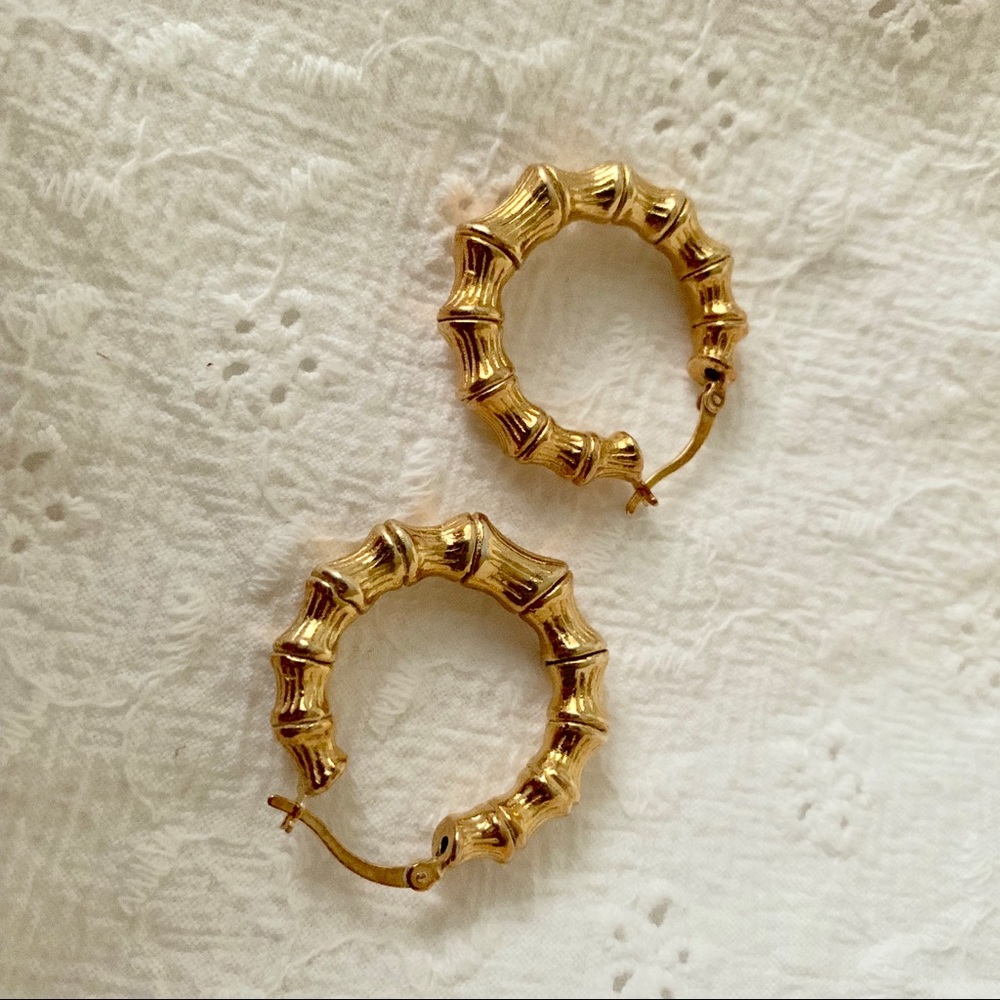 The M Jewelers Bamboo Gold Vermeil earrings